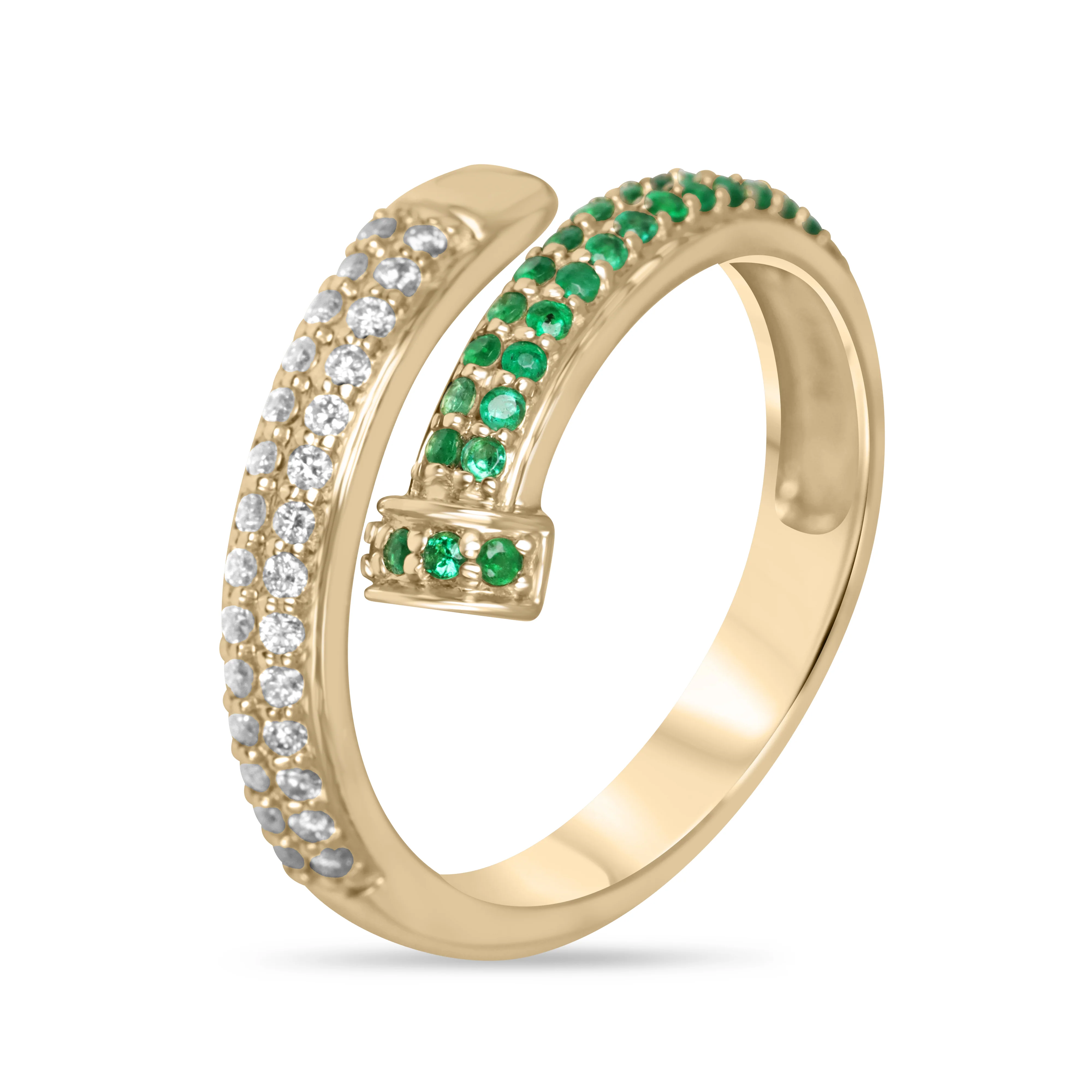 0.45tcw Nail Ring in Natural Emerald & Diamond 14K Size 7 - Image 2