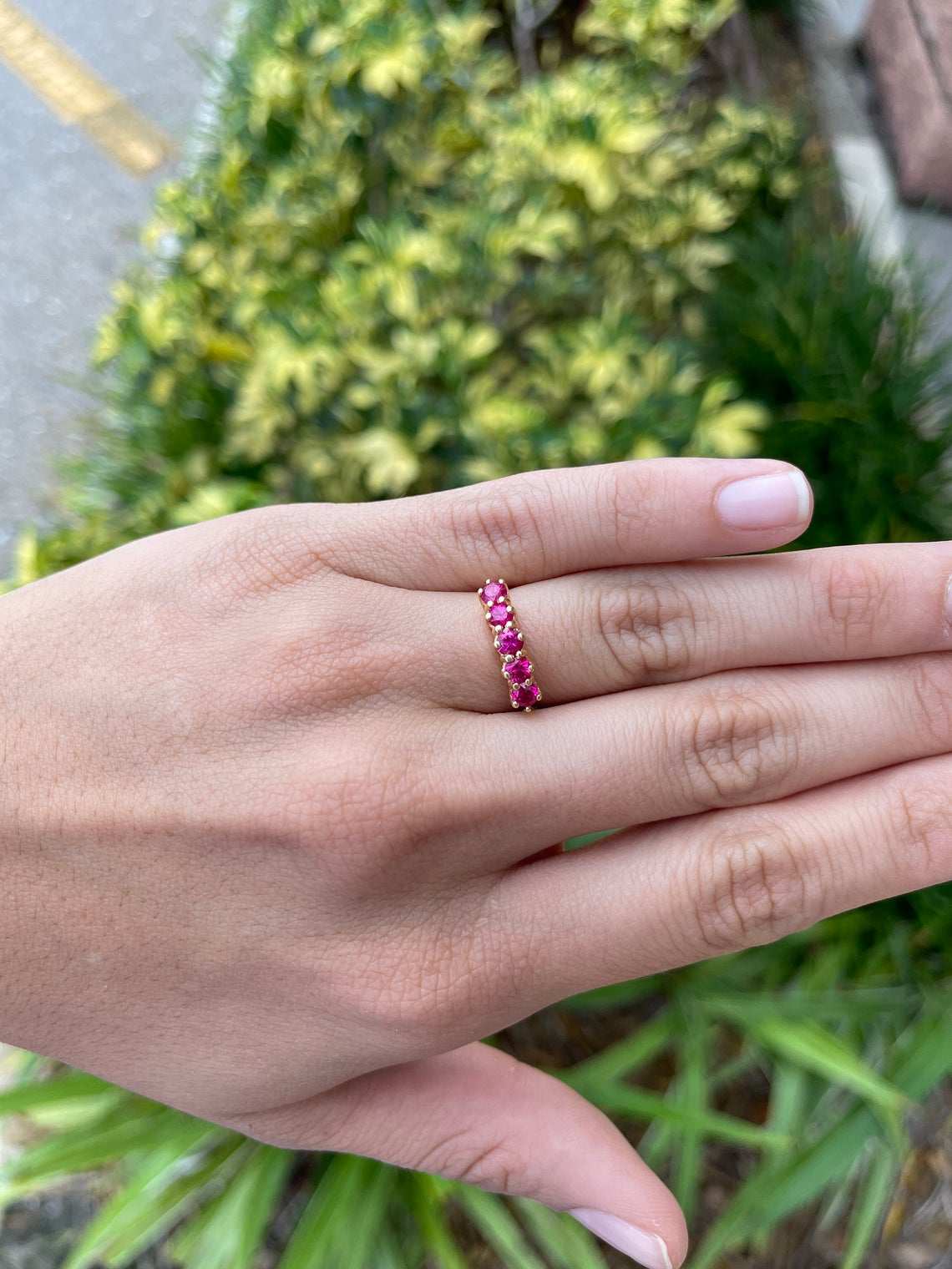 0.75tcw 14K AAA+ High Quality Rubellite Band Ring - Image 3