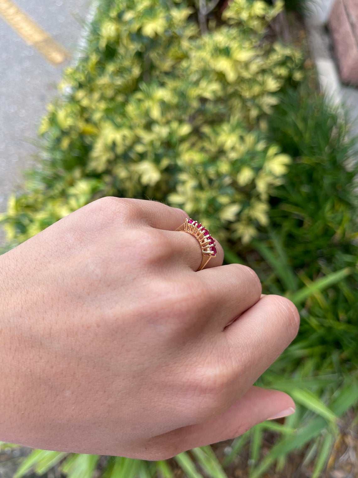 0.75tcw 14K AAA+ High Quality Rubellite Band Ring - Image 5