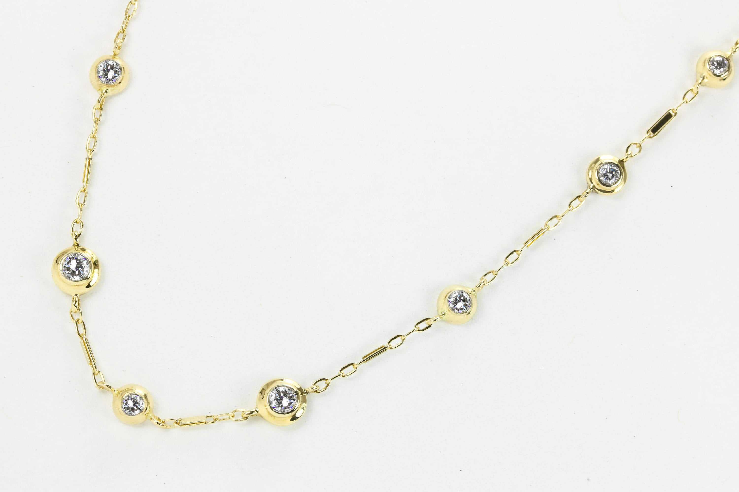1.11tcw Vintage Diamond By The Yard Necklace 14K - Image 3