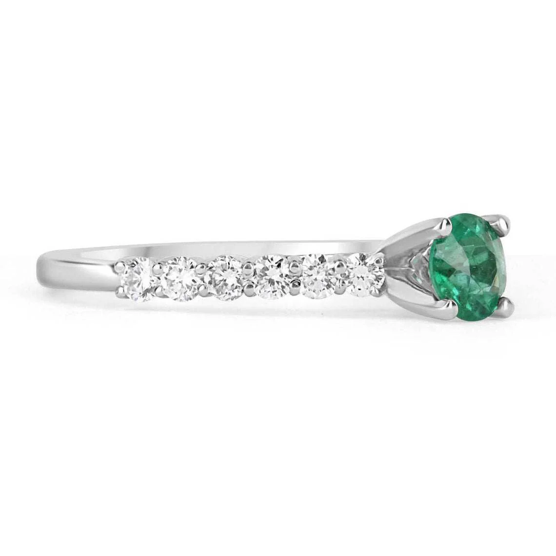 1.15tcw Emerald & Diamond Accent Engagement Ring 14K - Image 3