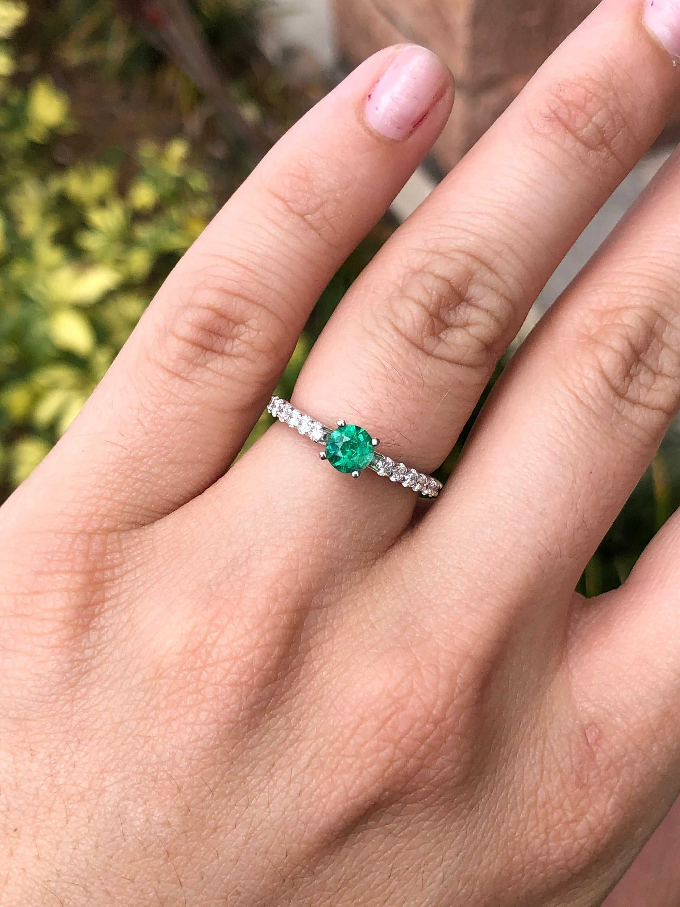 1.15tcw Emerald & Diamond Accent Engagement Ring 14K - Image 4