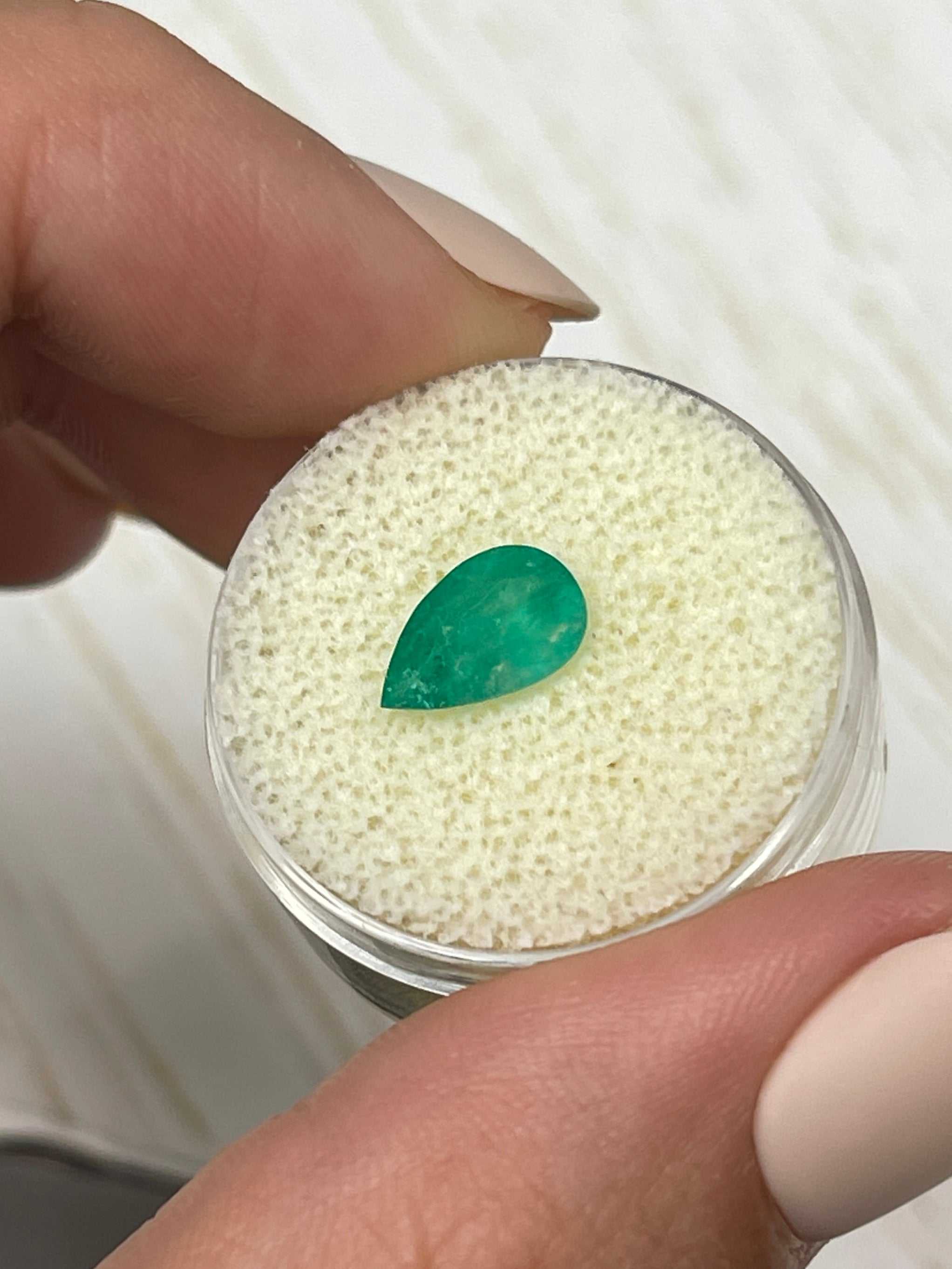 1.32 carat Imperfect Natural Loose Colombian Emerald-Pear Cut - Image 7