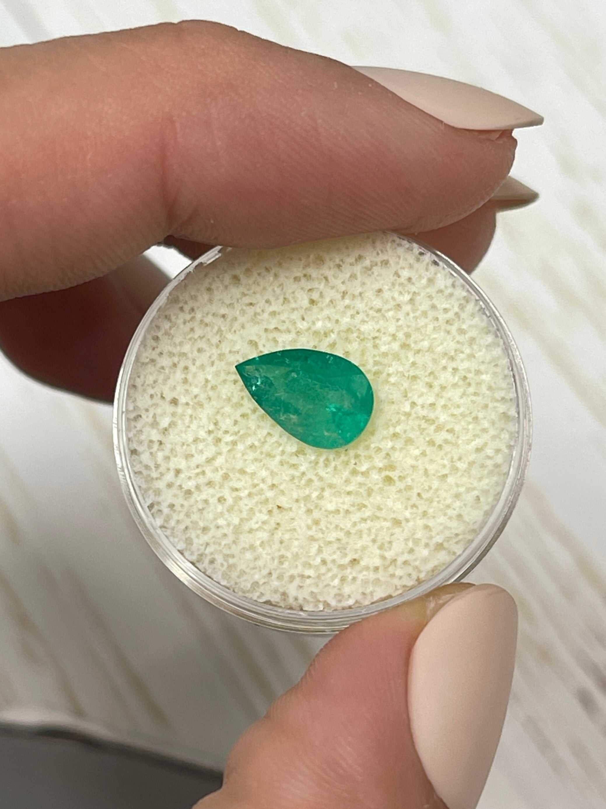 1.32 carat Imperfect Natural Loose Colombian Emerald-Pear Cut - Image 8