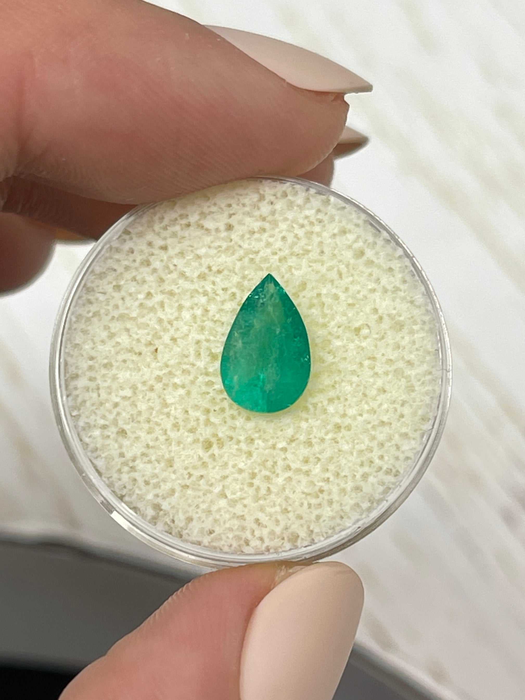 1.32 carat Imperfect Natural Loose Colombian Emerald-Pear Cut - Image 9