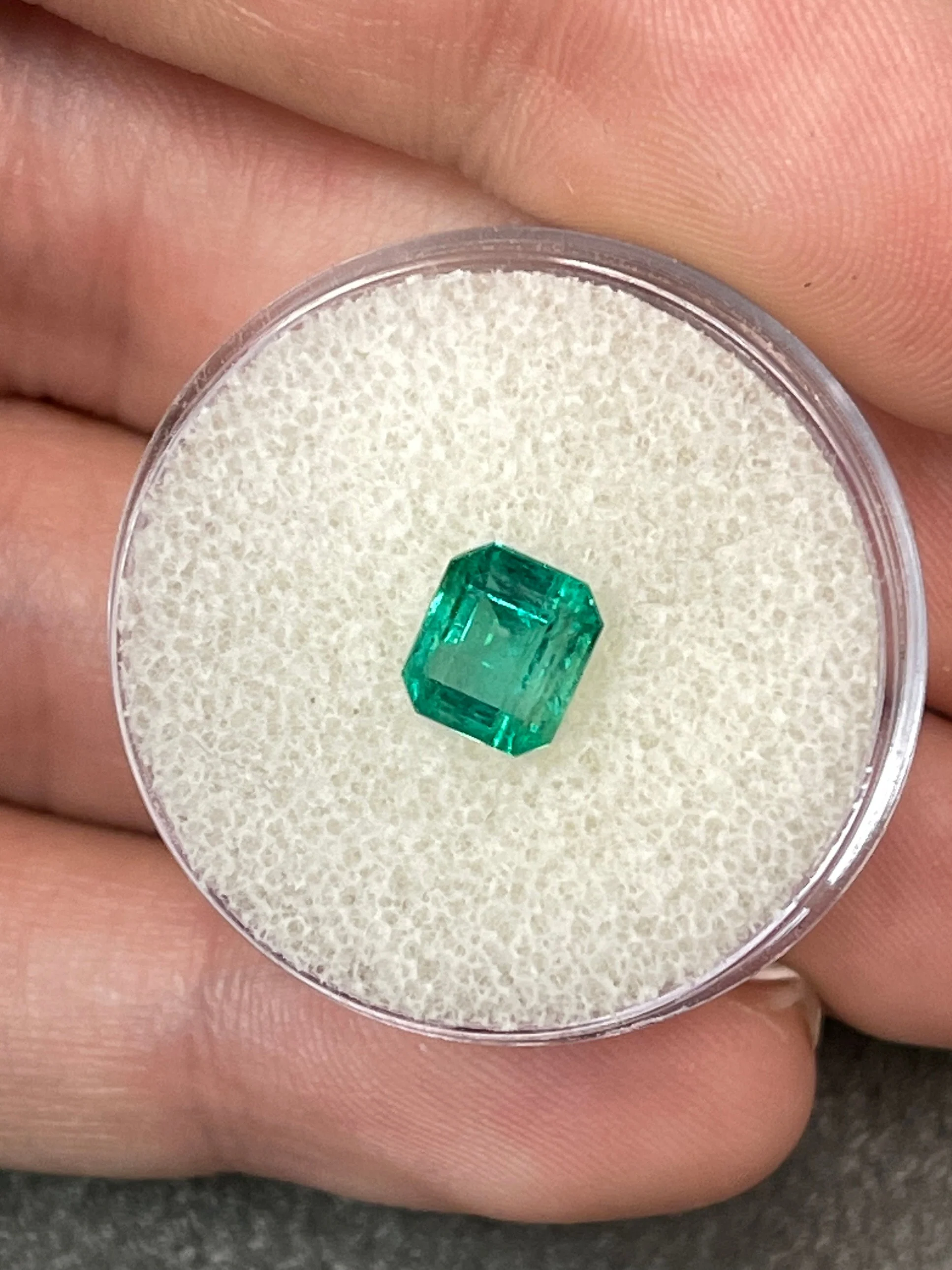 1.45 Carat Bluish Green Natural Loose Zambian Emerald-Asscher Cut - Image 4