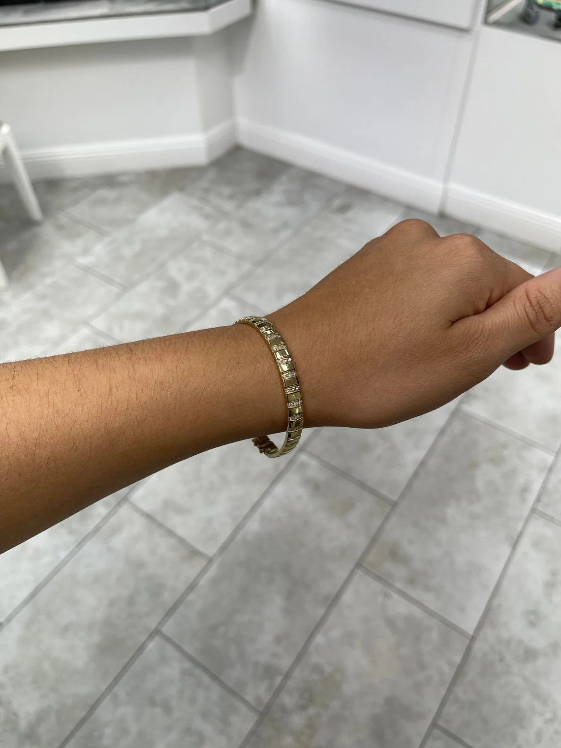 1.67tcw Natural Triple Diamond Row 14K Gold Bracelet - Image 6