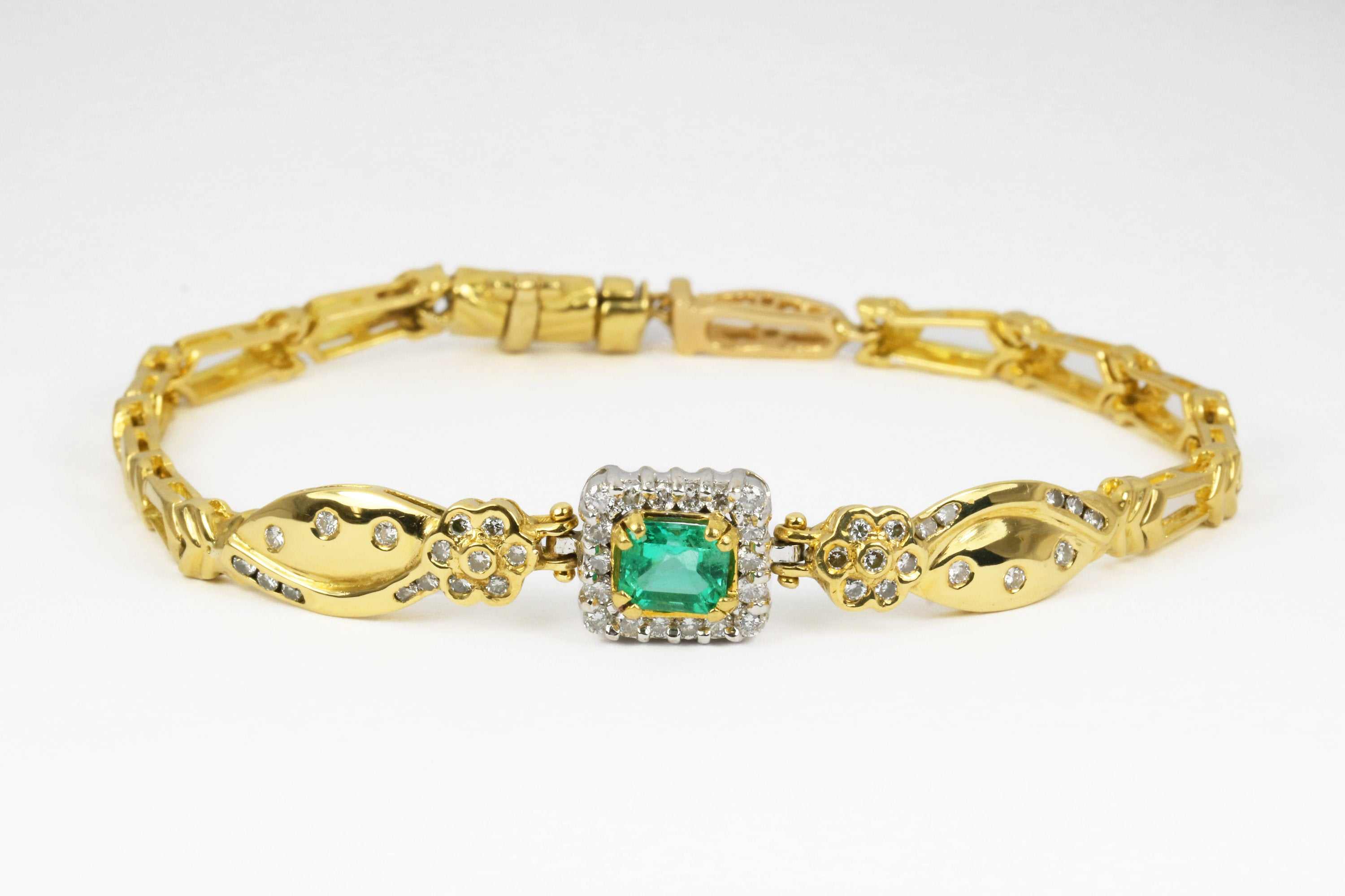 1.70tcw Emerald & Diamond Anniversary Bracelet Gold 18K - Image 8