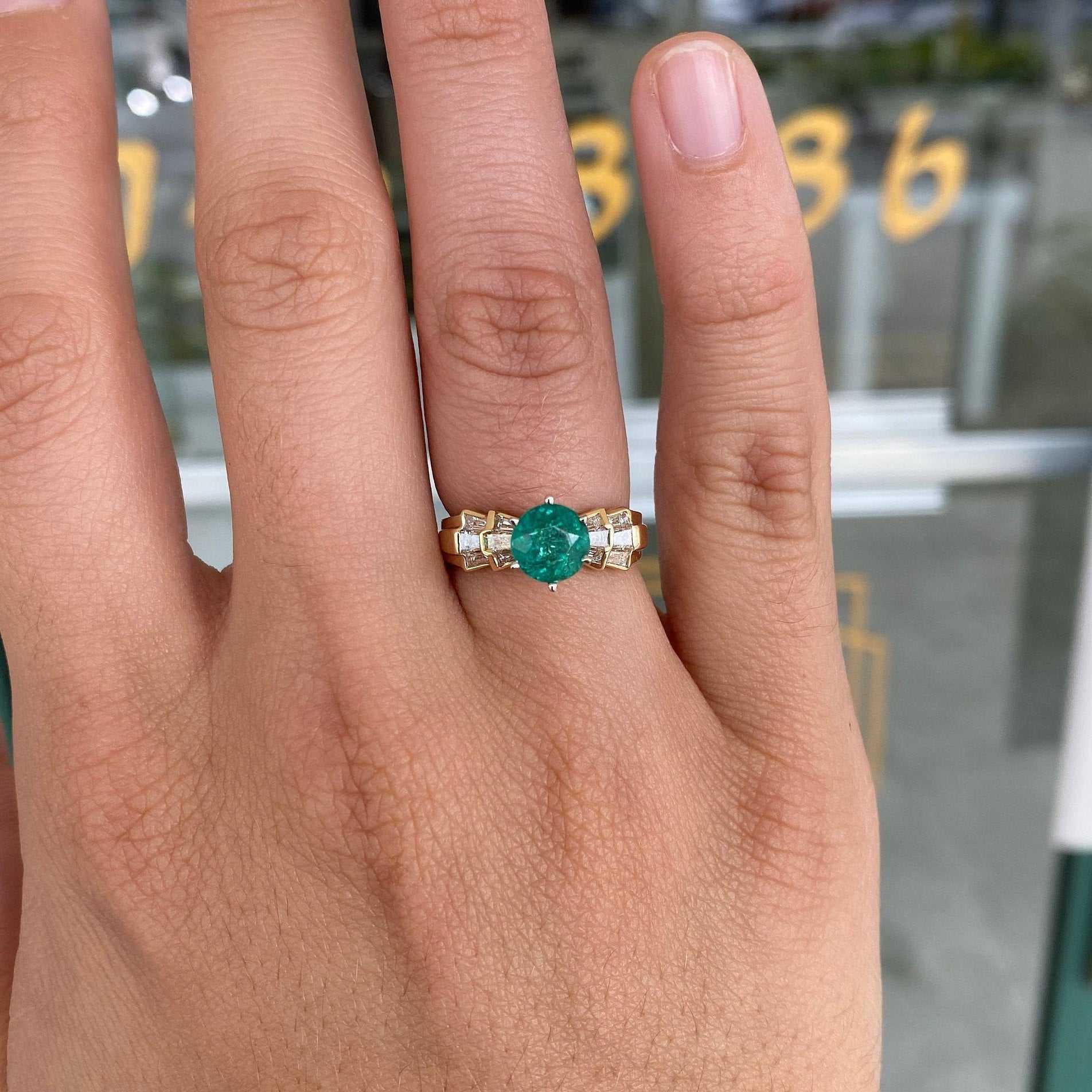 1.86tcw Round Emerald & Diamond Statement Ring Gold 14K - Image 7