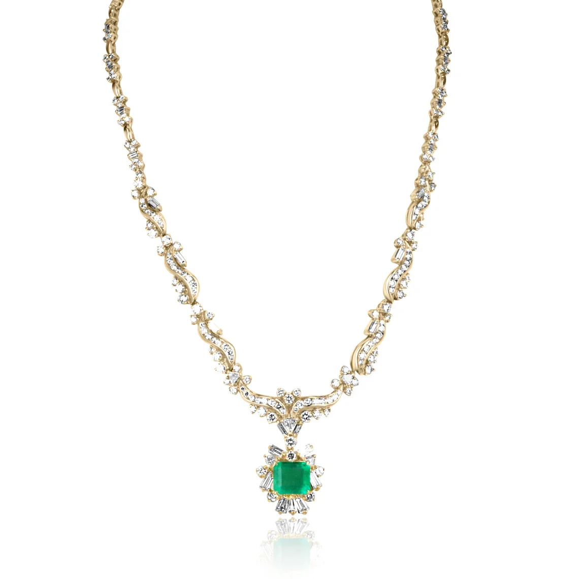 17.20tcw Colombian Emerald with Multi-Cut Diamonds Statement Necklace - Image 3
