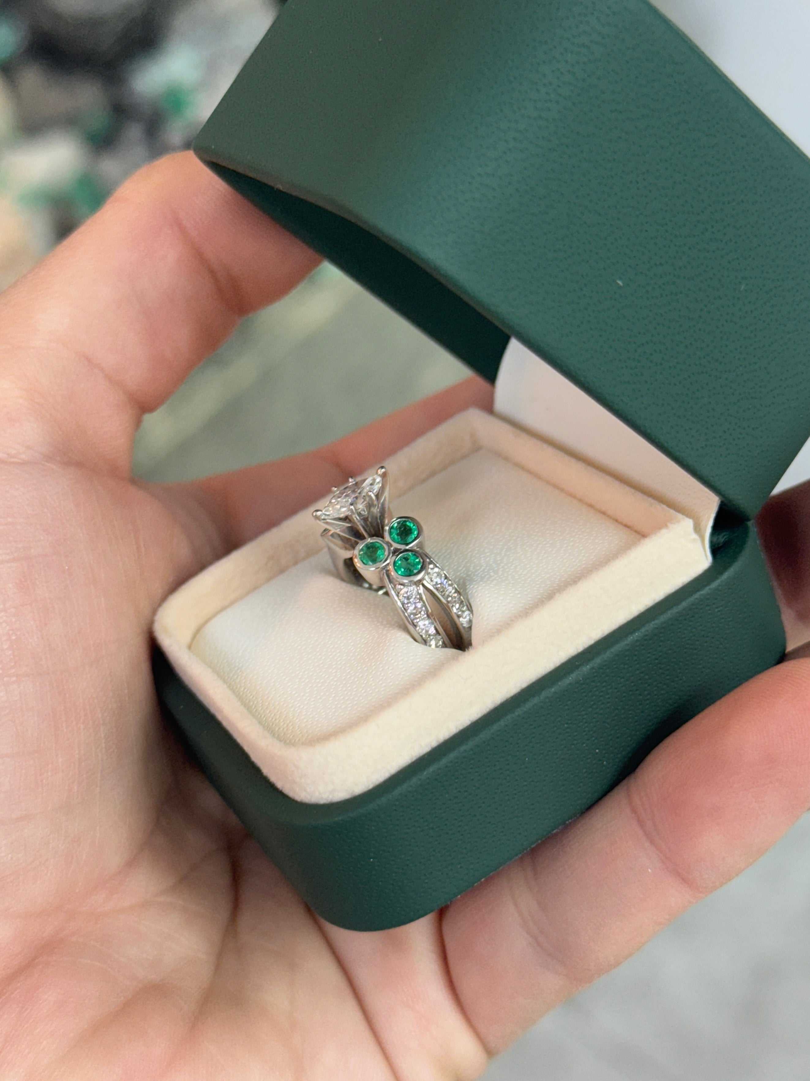 2.02tcw Marquise Diamond & Emerald Accents 14K White Gold - Image 10