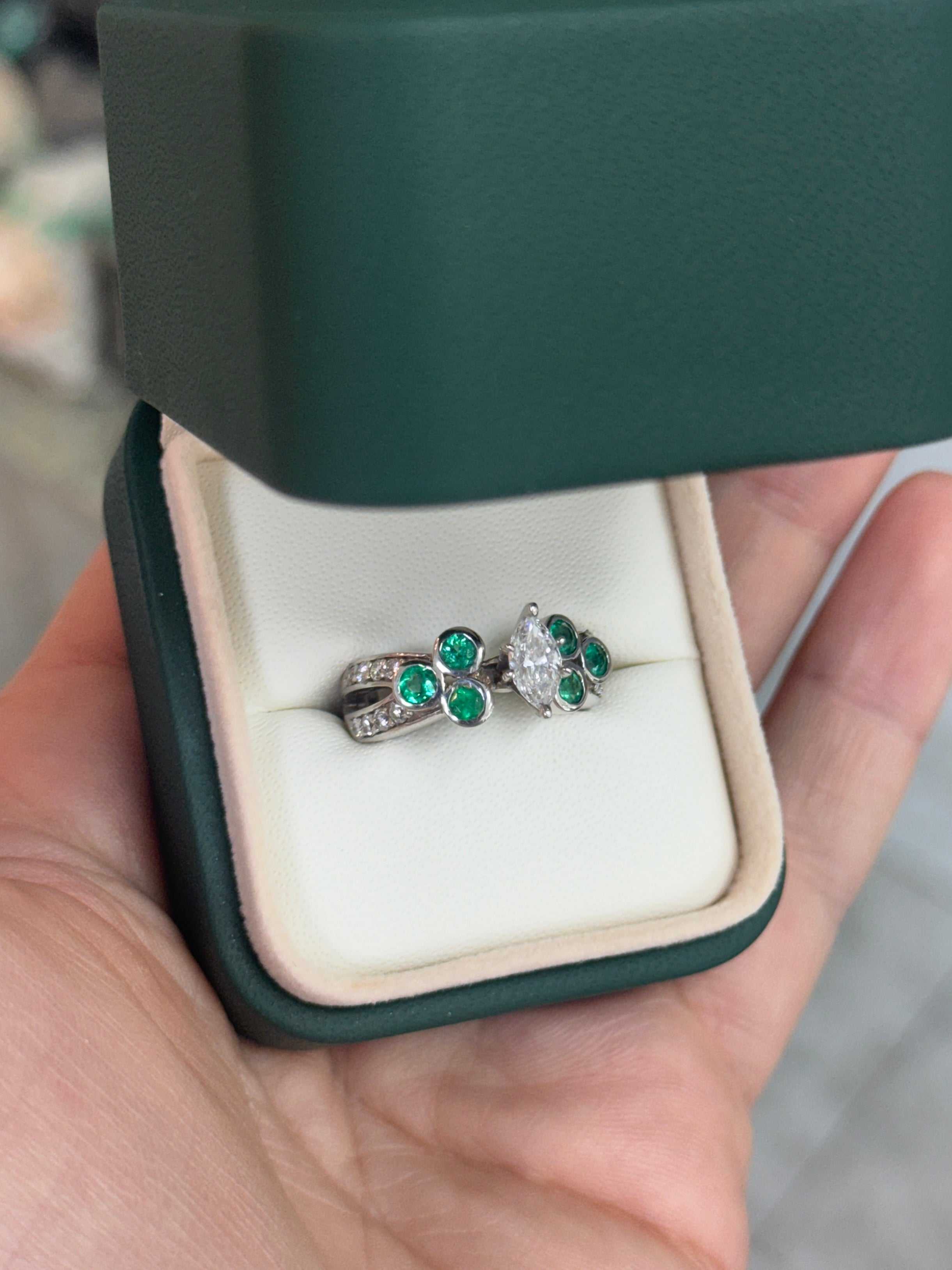 2.02tcw Marquise Diamond & Emerald Accents 14K White Gold - Image 7