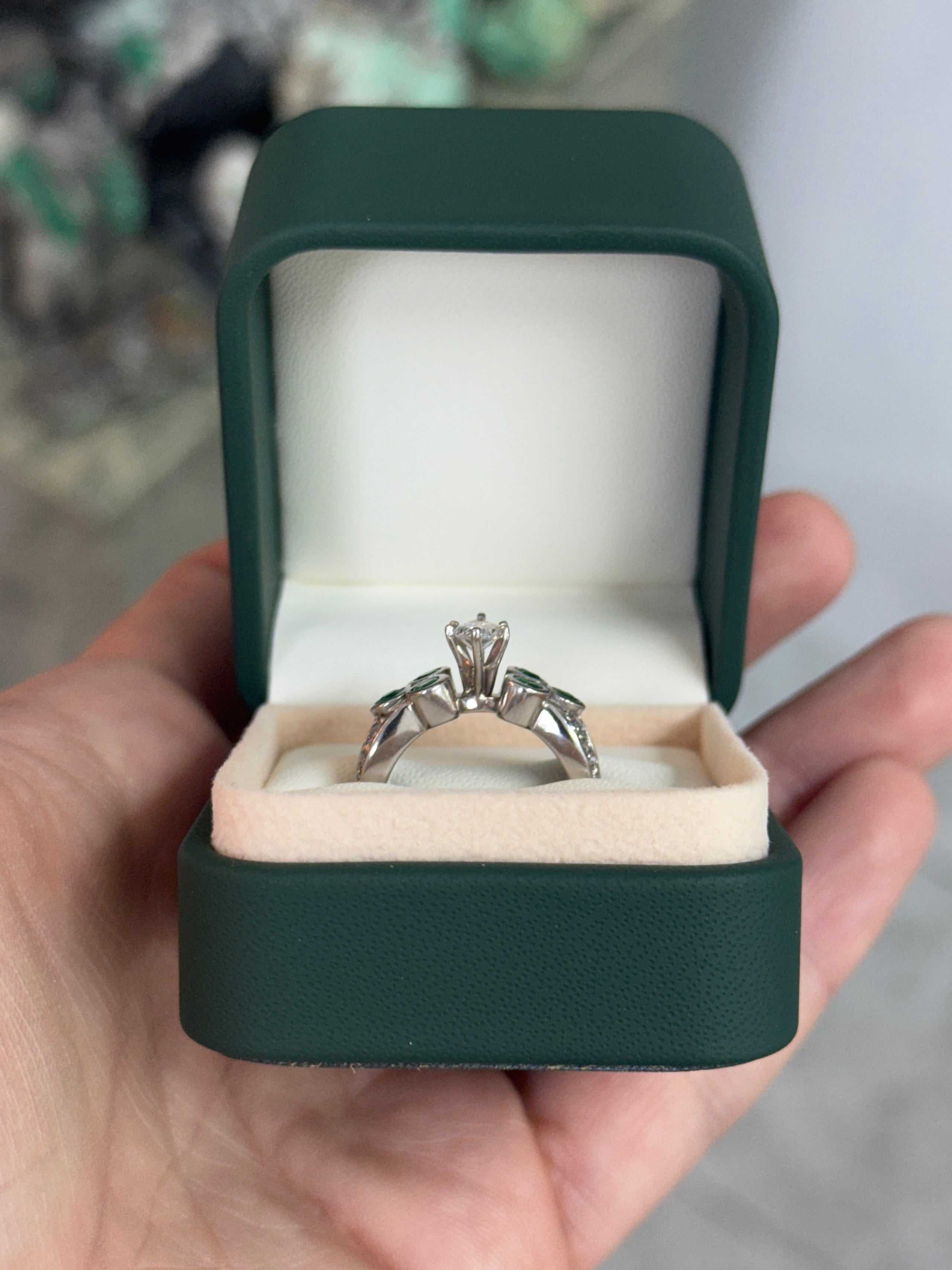 2.02tcw Marquise Diamond & Emerald Accents 14K White Gold - Image 9