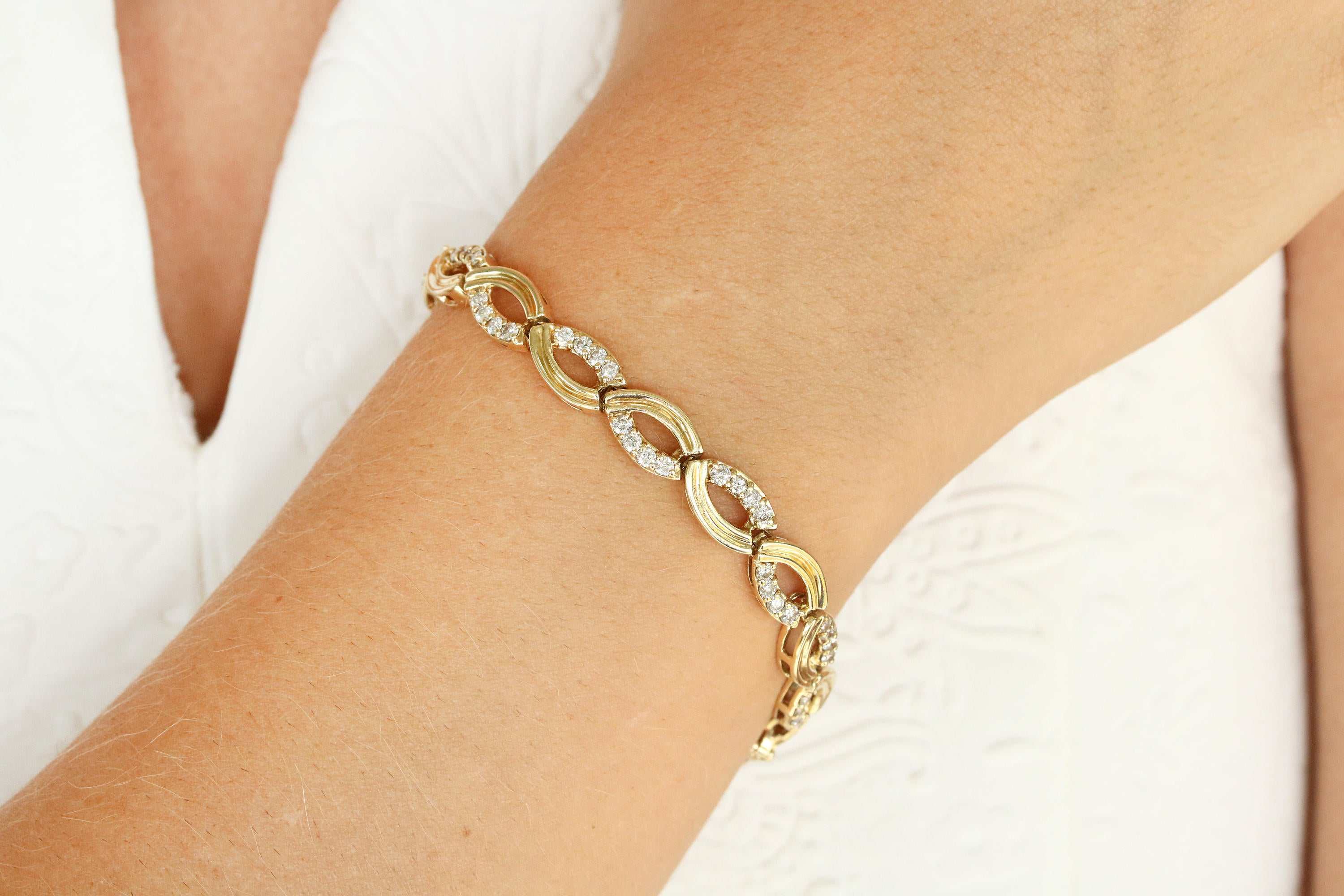 2.0tcw Diamond Infinity Yellow Gold Bracelet 14K - Image 3