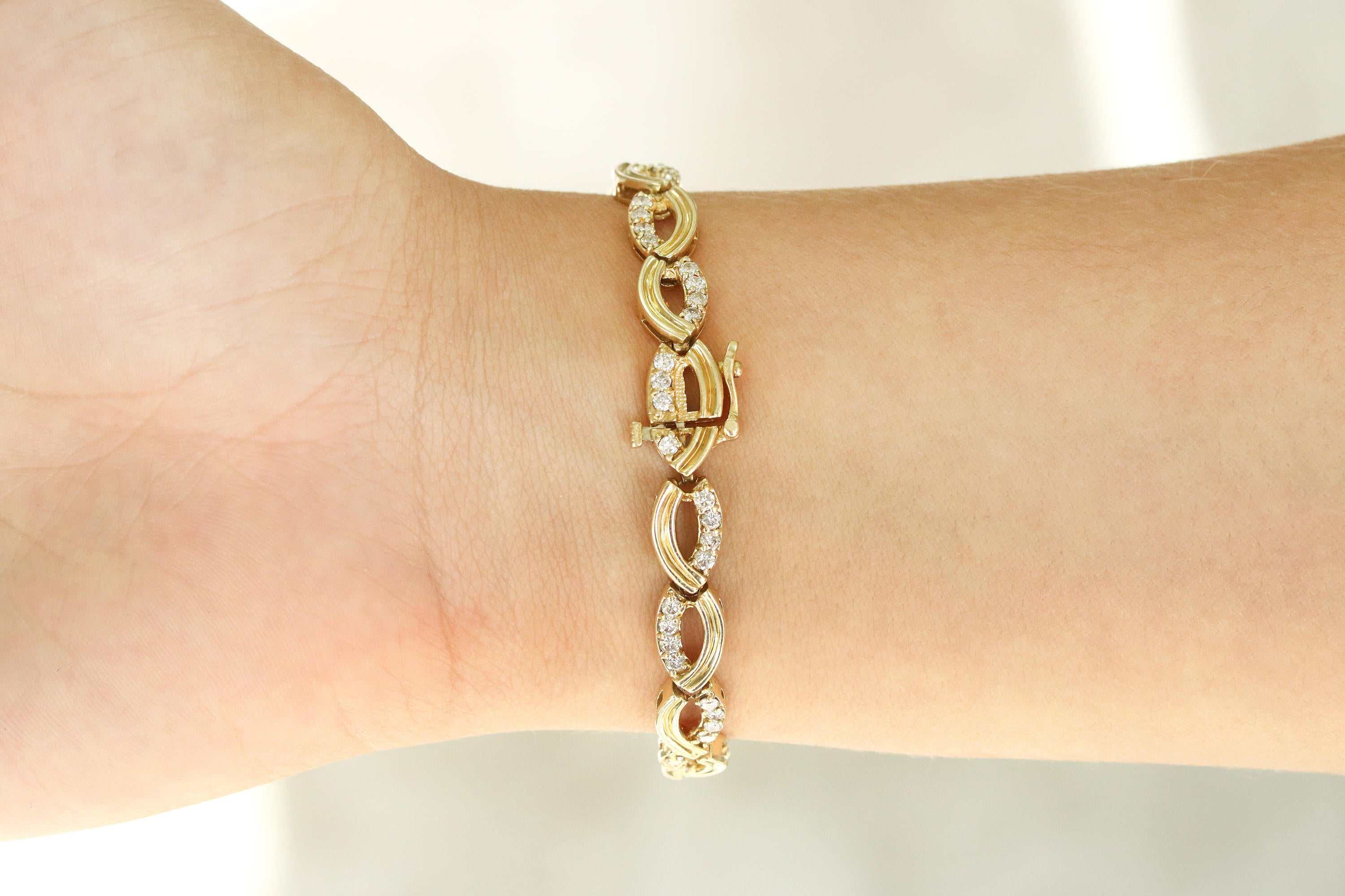 2.0tcw Diamond Infinity Yellow Gold Bracelet 14K - Image 4