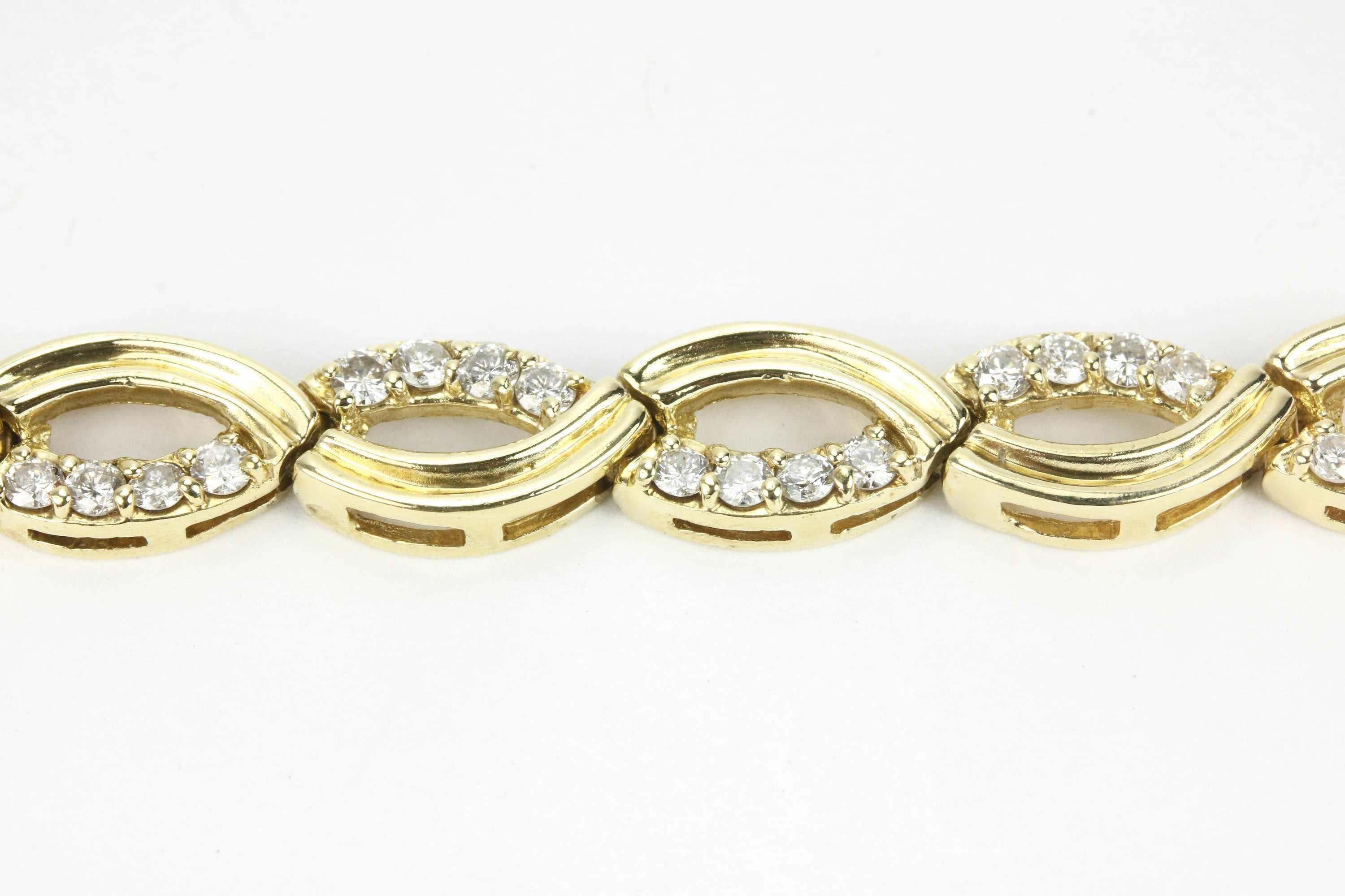 2.0tcw Diamond Infinity Yellow Gold Bracelet 14K - Image 5