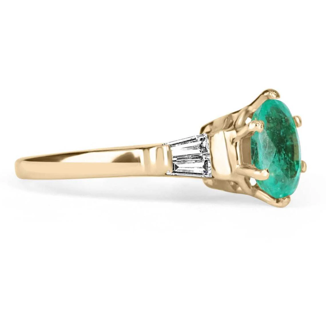 2.36tcw Five Stone Oval Emerald & Diamond Ring 14K - Image 2