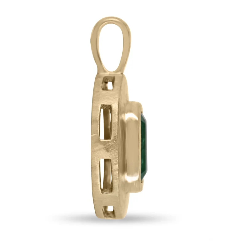 2.39ct 14K Gold Lust Vibrant Green Natural Emerald Cut Solitaire Pendant Necklace - Image 2