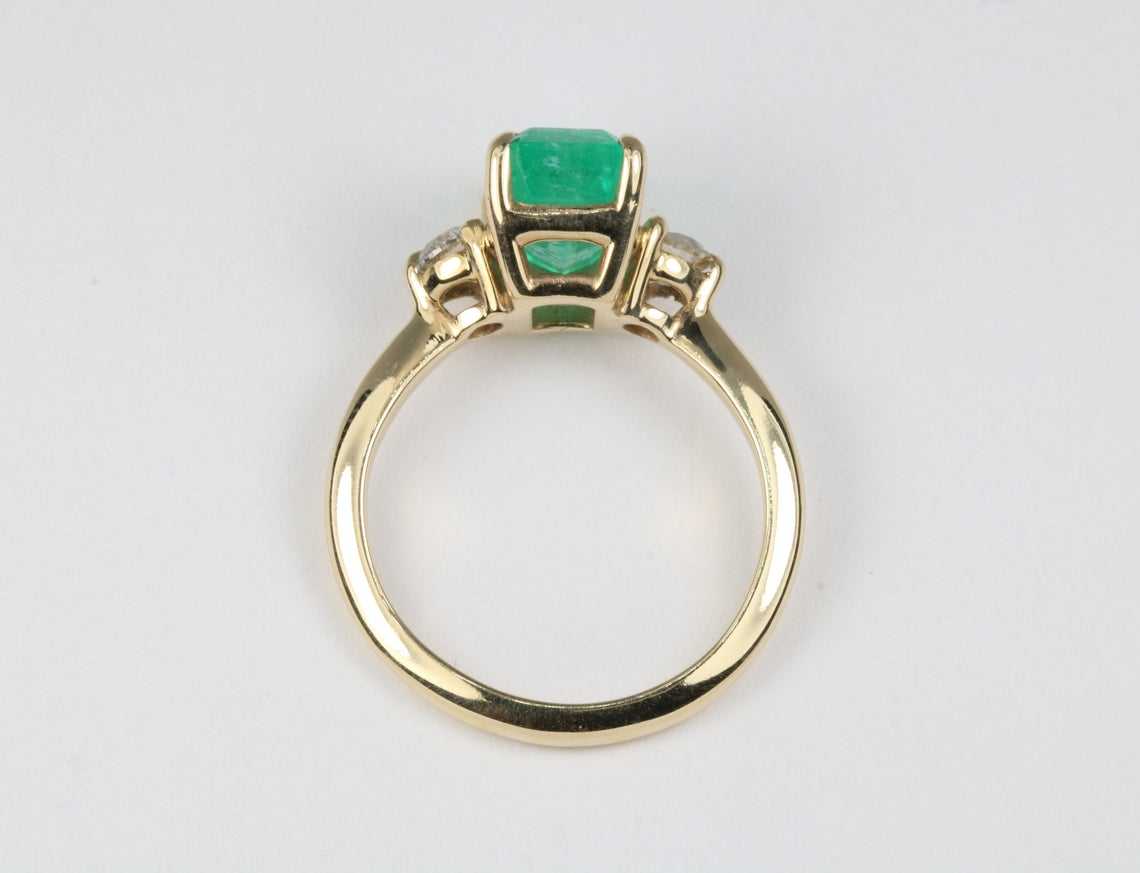 2.52tcw Three Stone Emerald cut Emerald & Diamond Ring 14K - Image 3