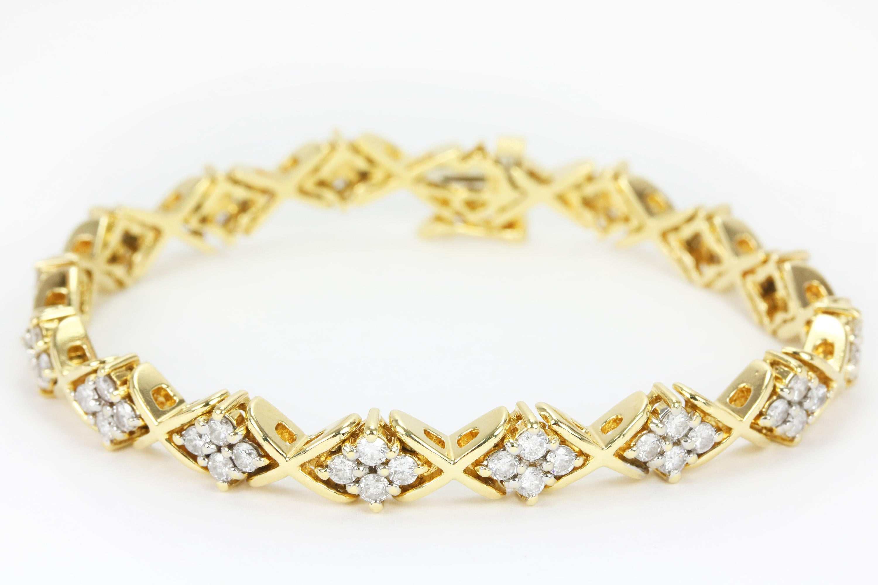 2.65tcw Diamond Cluster Tennis Bracelet 14K Gold - Image 3