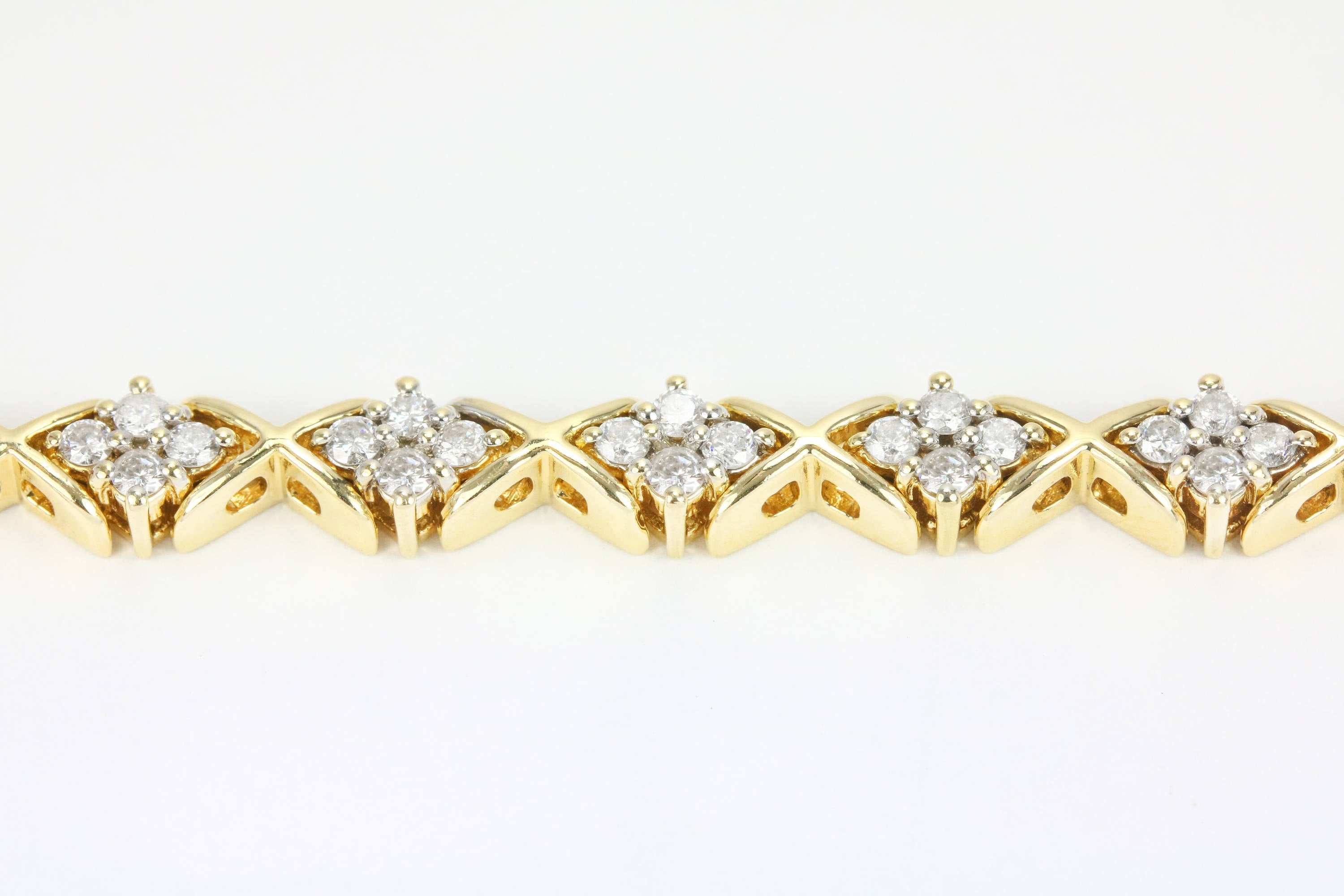 2.65tcw Diamond Cluster Tennis Bracelet 14K Gold - Image 4