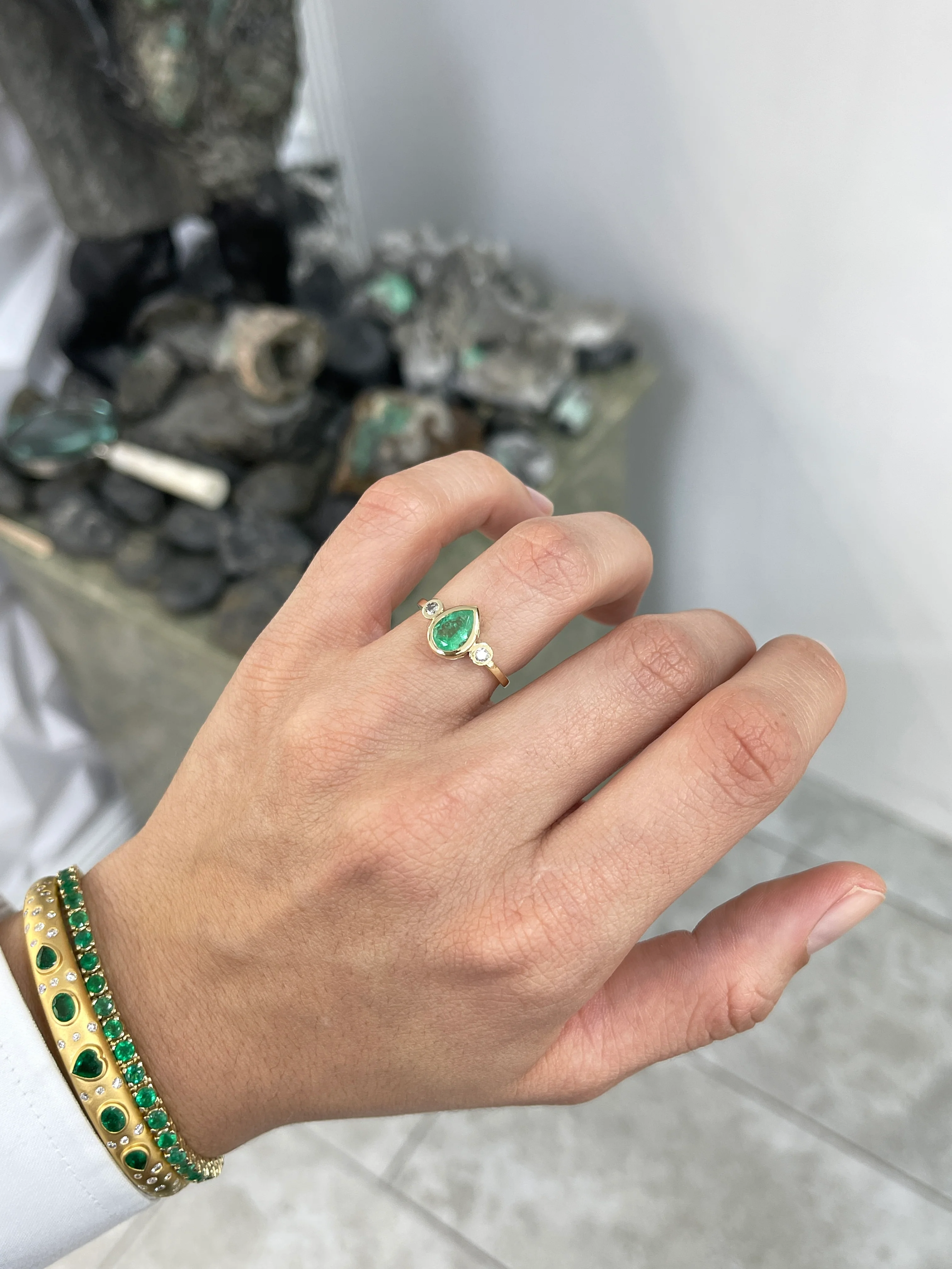2.77 carat 11x8 Bubbly Natural Loose Colombian Emerald-Pear Cut - Image 3