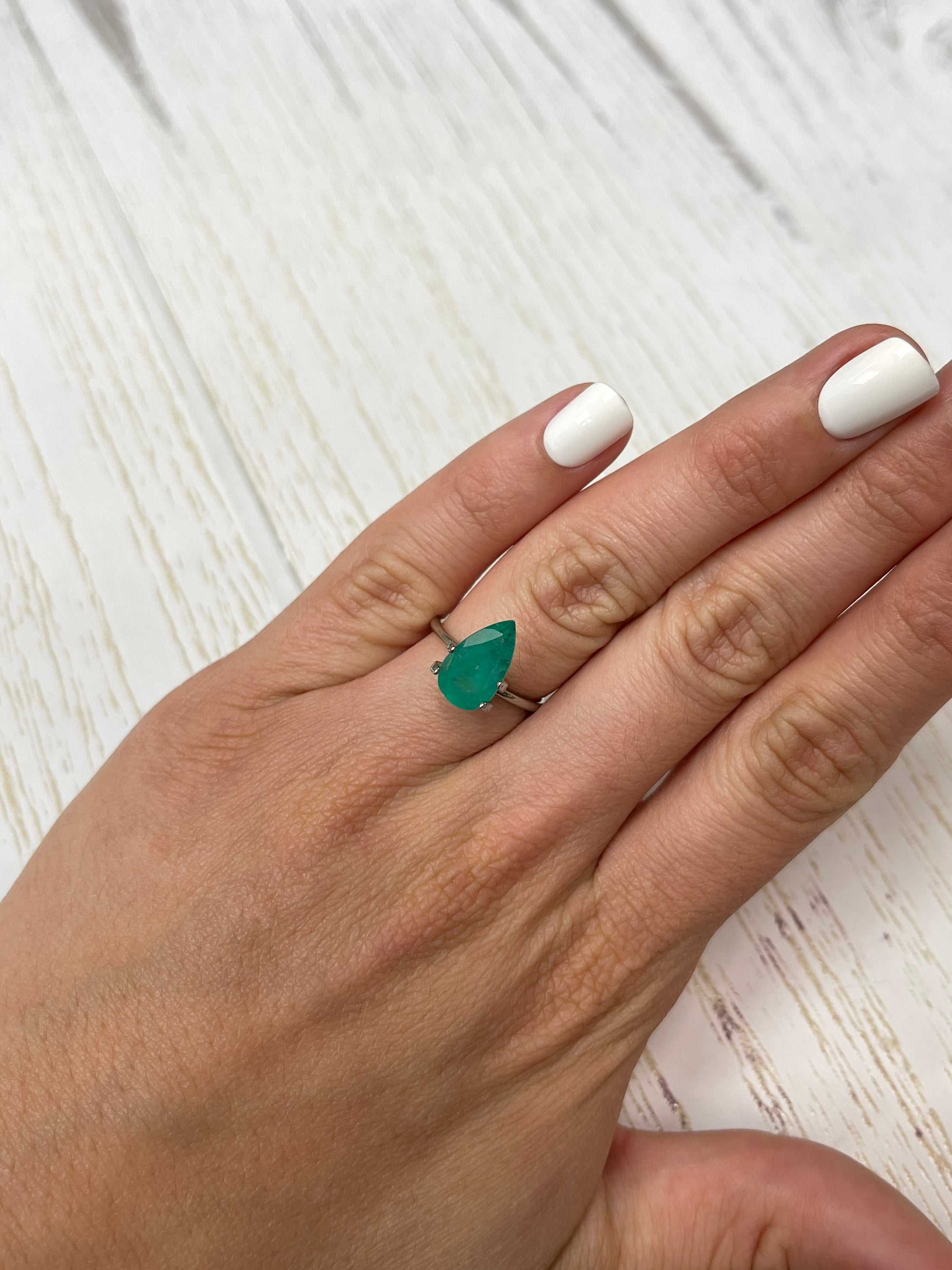 2.81 Carat 12.9x7.6 Green Natural Loose Colombian Emerald-Pear Cut - Image 9
