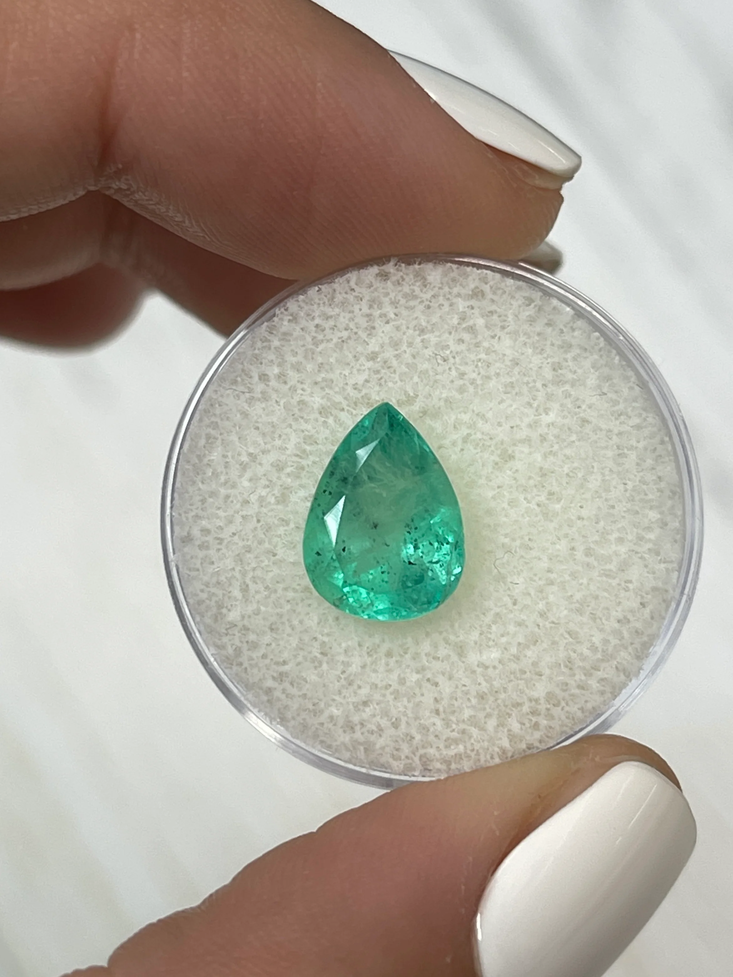 3.06 Carat 11x8 Freckled Natural Loose Colombian Emerald-Pear Cut - Image 2