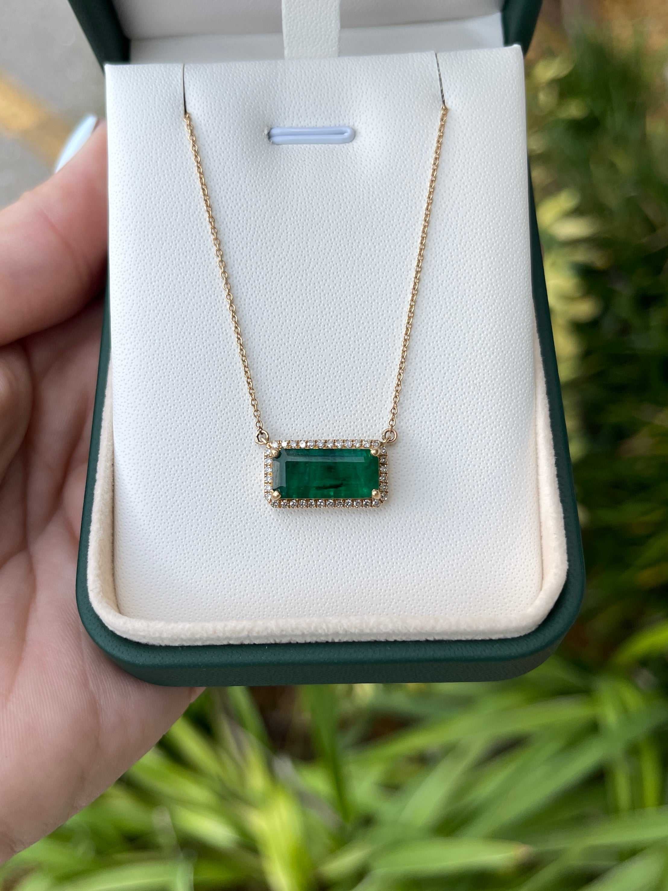 3.91tcw Natural Emerald & Diamond Halo Necklace 14K - Image 6