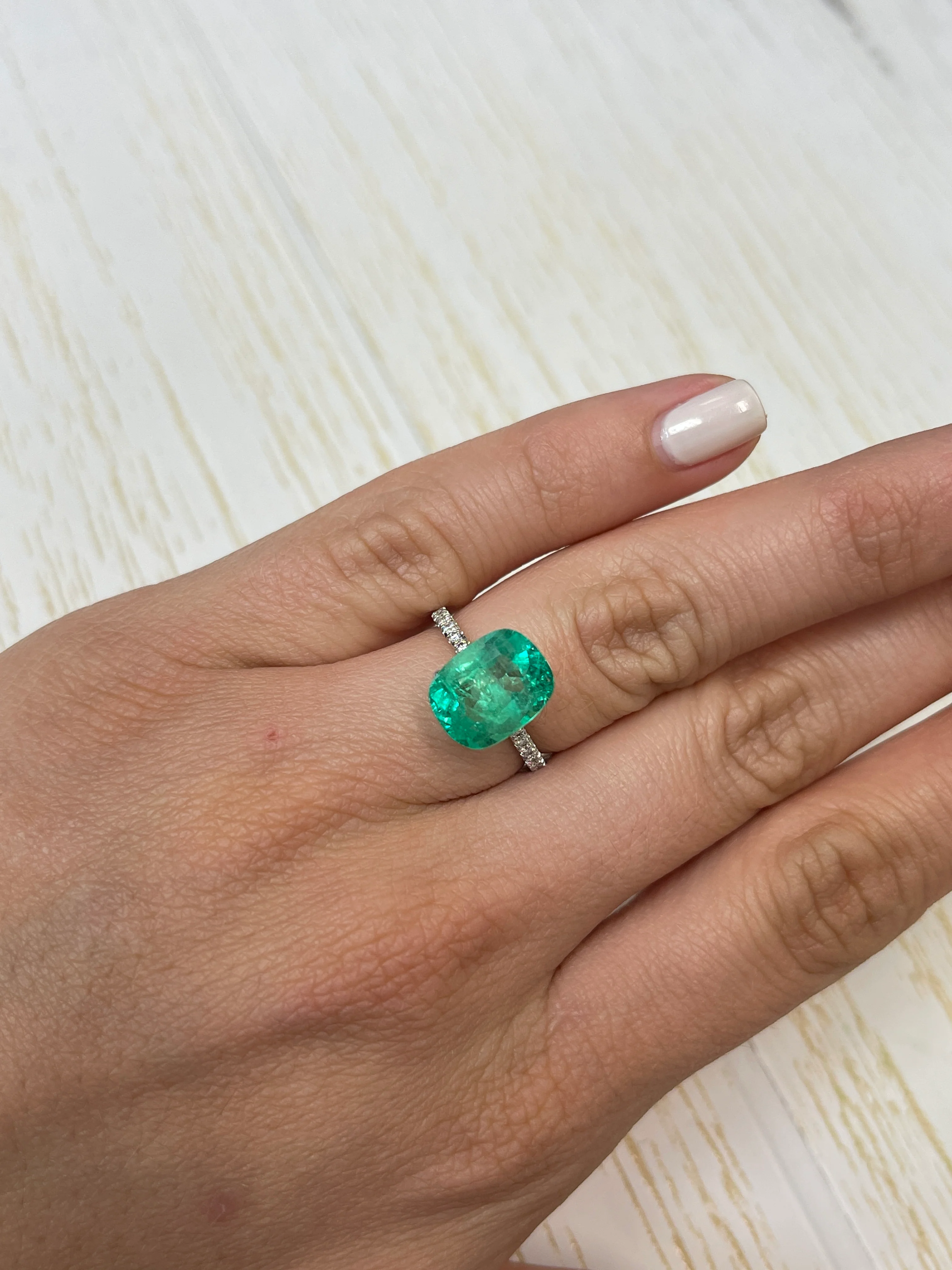 4.80 Carat 12x10 Medium Green Natural Loose Colombian Emerald-Elongated Cushion Cut - Image 8