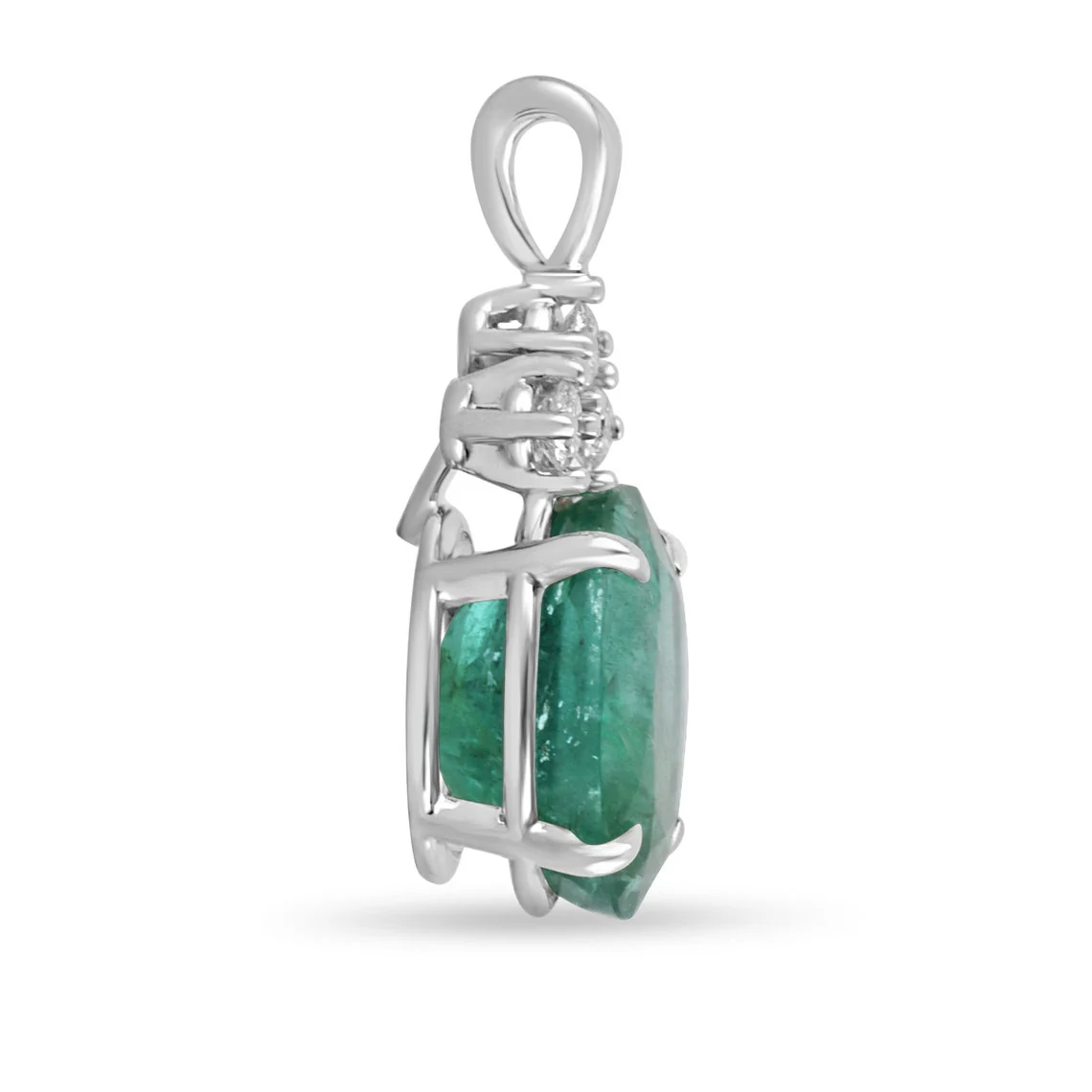 5.24tcw Emerald Oval Solitaire Pendant Necklace 14K - Image 2