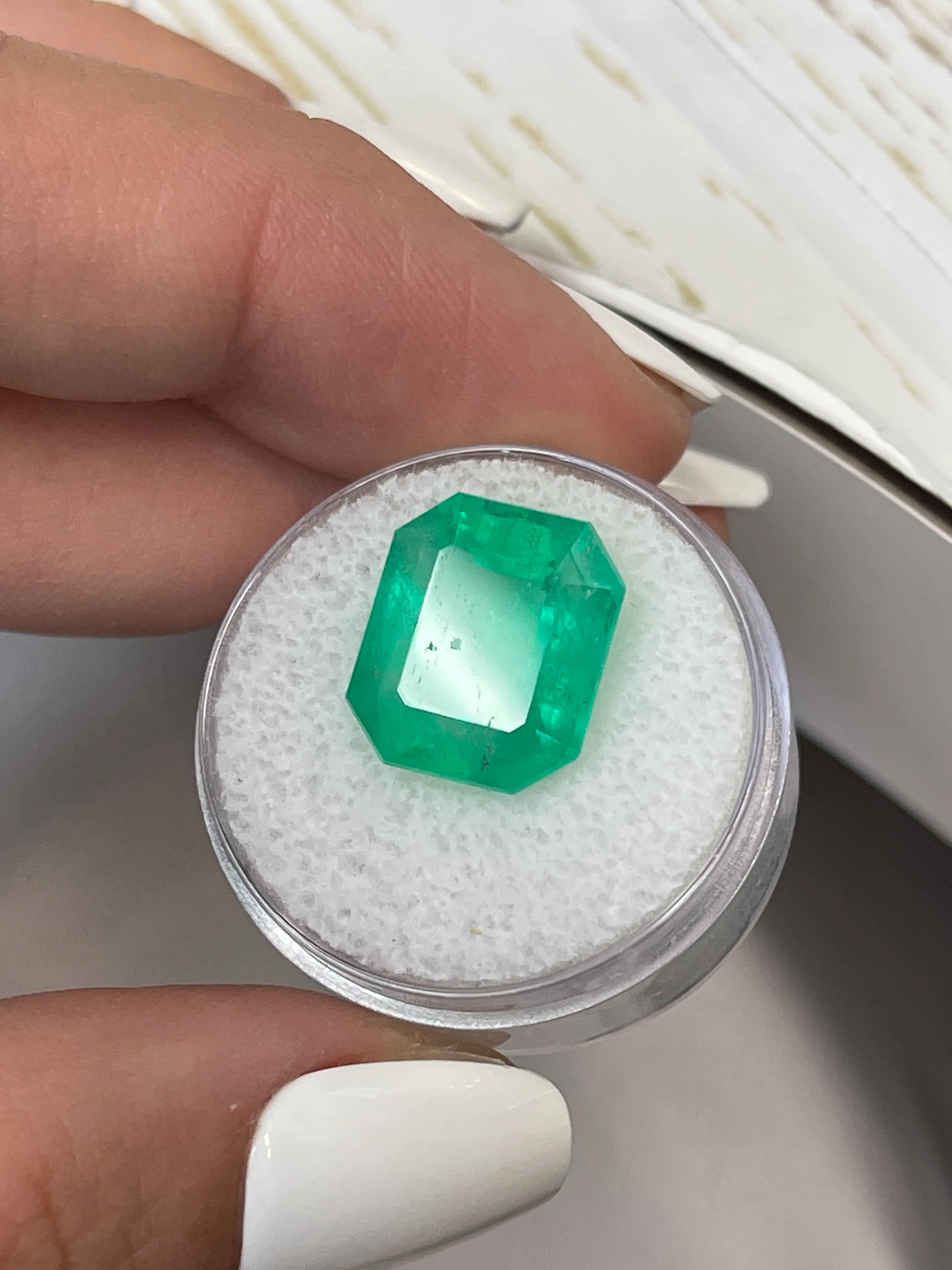 9.66 Carat 14x12 Medium Emerald Cut Loose Colombian Emerald-Emerald Cut - Image 7