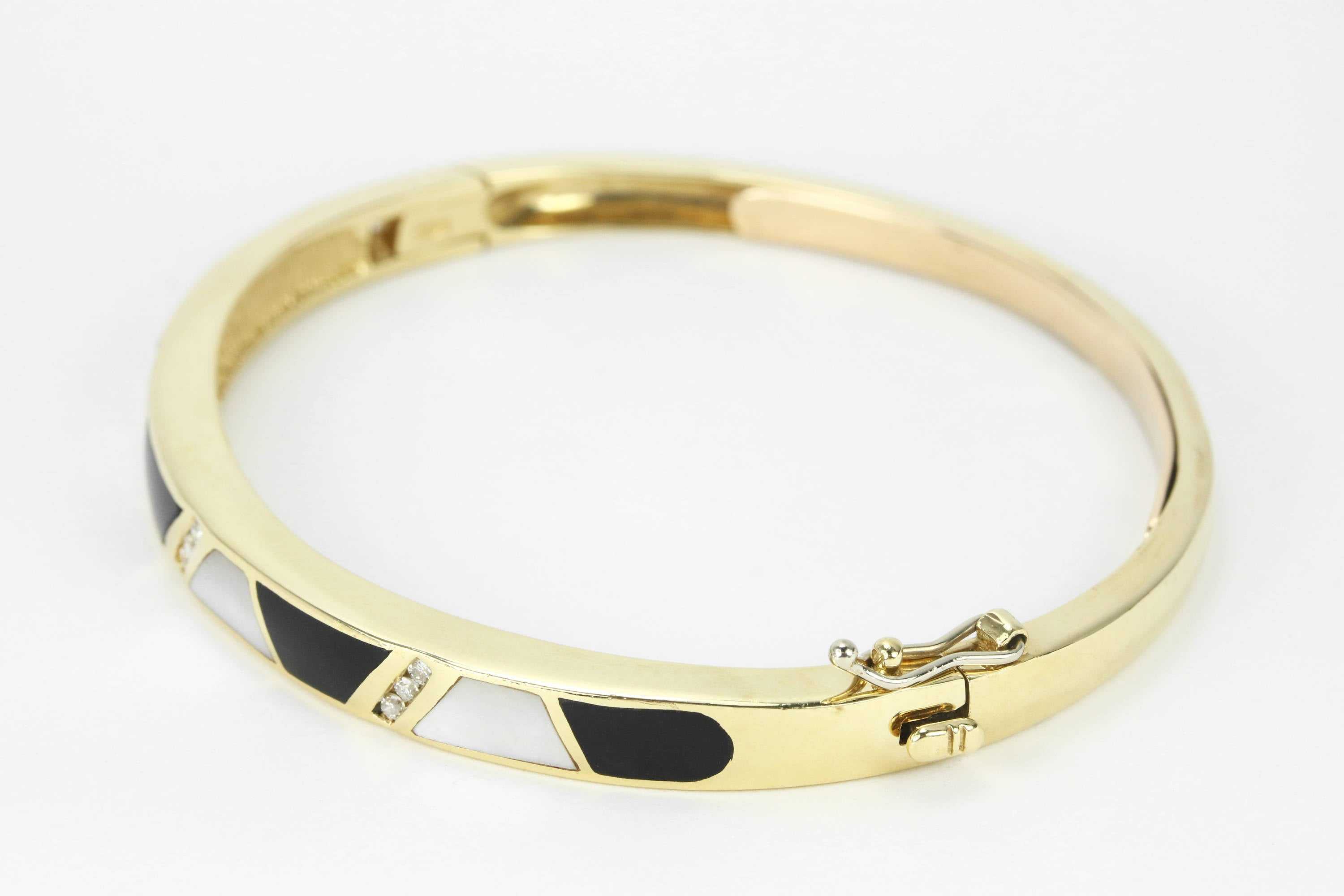 Natura Diamond, Mother Of Pearl and Black Onyx Stackable Bracelet 14K - Image 5
